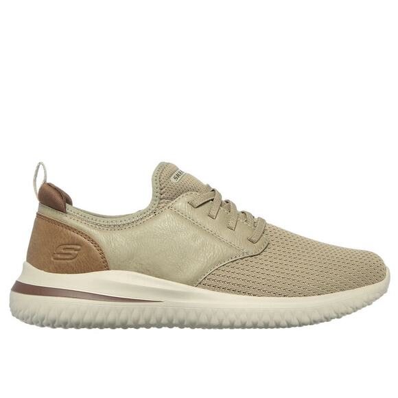 Skechers Men’s Delson 3.0 Slip On Casual Sneakers Taupe Tan 8 Memory Foam - Picture 3 of 6